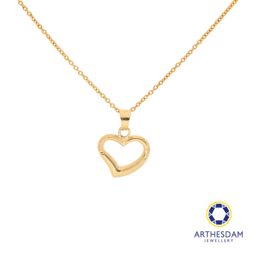 Arthesdam Jewellery 18K Yellow Gold Alternate Textured Heart Pendant