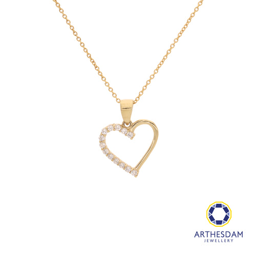 Arthesdam Jewellery 18K Yellow Gold Shining Stone Heart Pendant