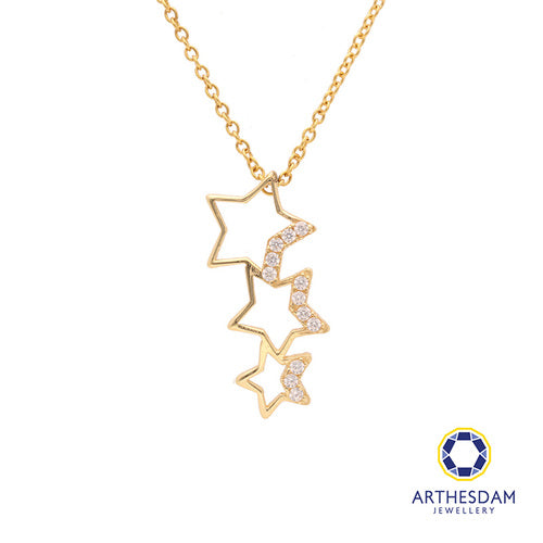 Arthesdam Jewellery 18K Yellow Gold Trio Shining Star Pendant