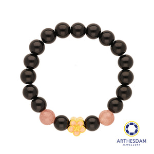 Arthesdam Jewellery 999 Gold Pink Flower Beaded Bracelet
