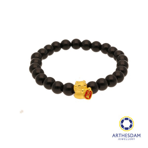 Arthesdam Jewellery 999 Gold Lucky Cat Beaded Bracelet