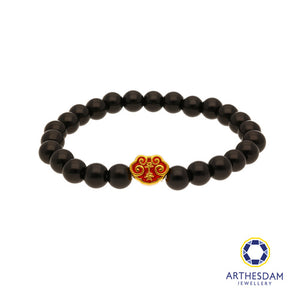 Arthesdam Jewellery 999 Gold 平安 Wealth Lock Beaded Bracelet