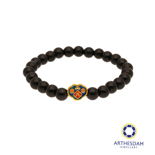 Arthesdam Jewellery 999 Gold Blue Wealth Lock Beaded Bracelet (S)