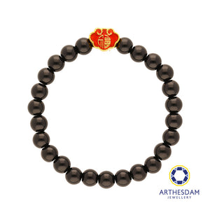Arthesdam Jewellery 999 Gold 福 Wealth Lock Beaded Bracelet (S)