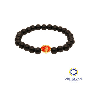 Arthesdam Jewellery 999 Gold 福 Wealth Lock Beaded Bracelet (L)