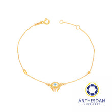 Load image into Gallery viewer, Arthesdam Jewellery 916 Gold Sparkle Evil Eye Bracelet
