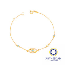 Load image into Gallery viewer, Arthesdam Jewellery 916 Gold Blue Evil Eye Pave Bracelet
