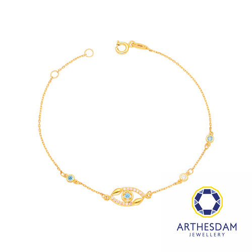 Arthesdam Jewellery 916 Gold Blue Evil Eye Pave Bracelet