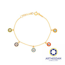 Load image into Gallery viewer, Arthesdam Jewellery 916 Gold Multi-Colour Evil Eye Bracelet
