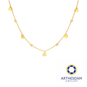 Arthesdam Jewellery 916 Gold Dangling Hearts and Circles Necklace