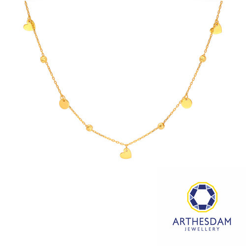 Arthesdam Jewellery 916 Gold Dangling Hearts and Circles Necklace